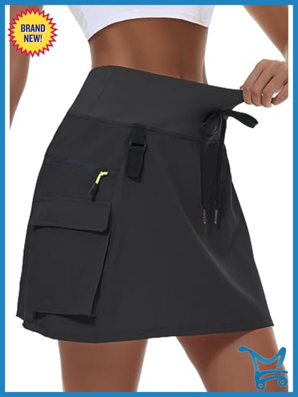 Women's Hiking Cargo Skort with Zipper Pockets, Quick Dry Golf Workout, UPF 50+